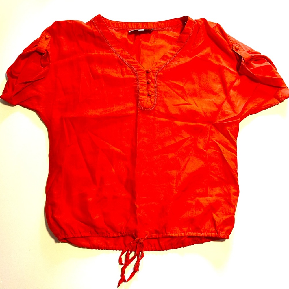 Ann Taylor Loft Petites Small Orange Silk Crop Top